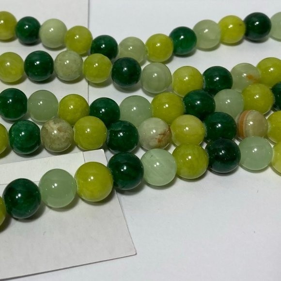 8MM Strung Round Stone Beads Green Mix Darice - Picture 1 of 13